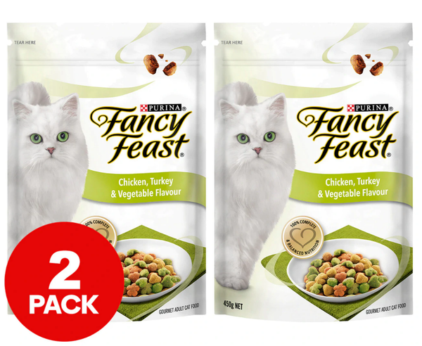 2 x Purina Fancy Feast Dry Cat Food Chicken, Turkey and Vegetable 450g